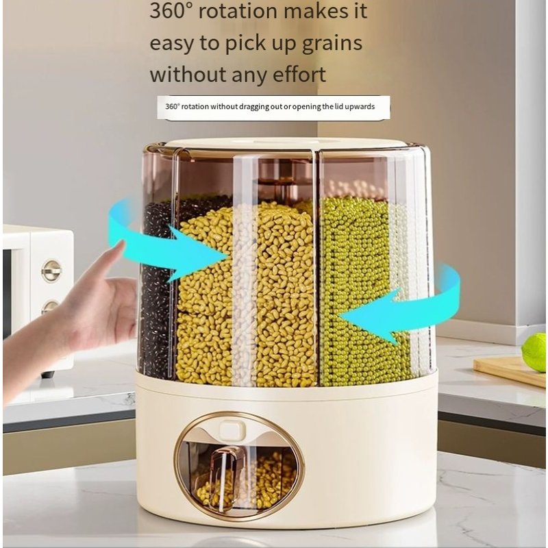 Household Grain Storage Box Insect Proof And Moisture Proof Rotating Grid Household Food Grade Rice Bucket Rice Jar