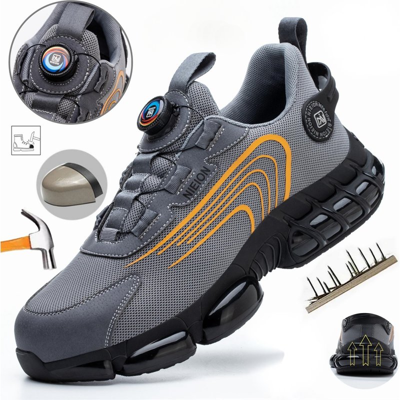 Rotary Buckle Work Sneakers Protective Safety Industrial Puncture-Proof Anti-smash Steel Toe Shoes