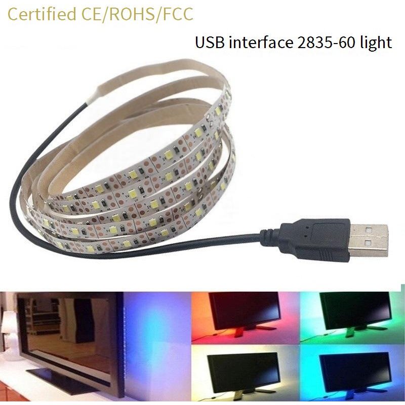 Bande lumineuse LED monochrome – USB 5 V, Plug & Play, flexible et découpable, rétroéclairage autocollant – Blanc chaud 3 000 K / Blanc froid 5 000 K