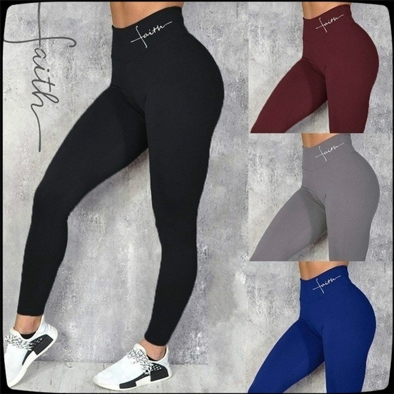 Women's waist letter-printed leggings Hip lift stretch high-waisted leggings