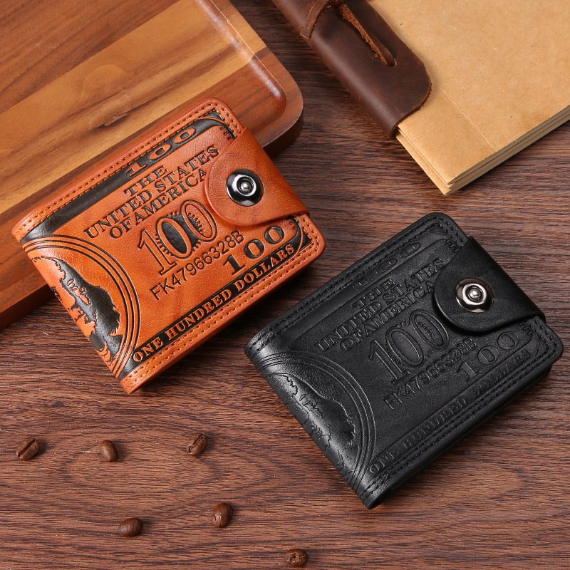 Men's wallet short personality beautiful money clip men's two fold buckle multi card slot wallet wallet