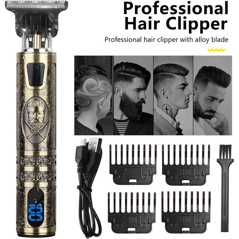 Rechargeable electric hair clippers carving gentleman new hair salon home hair clipper T9 oil head hair clipper bald artifact