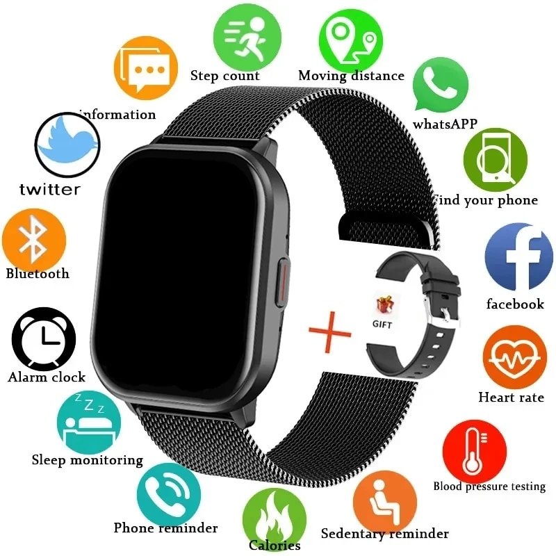 For Xiaomi Huawei Samsung 2024 New Smart Watch Men Women Heart Rate Blood Pressure Fiess Tracker Bluetooth Call