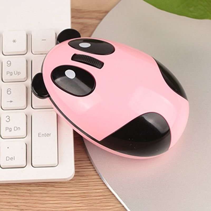 Farfi Wireless Cute Panda Design ABS Mute 2.4G 1200DPI Plug Play Optical Mouse for Desktop