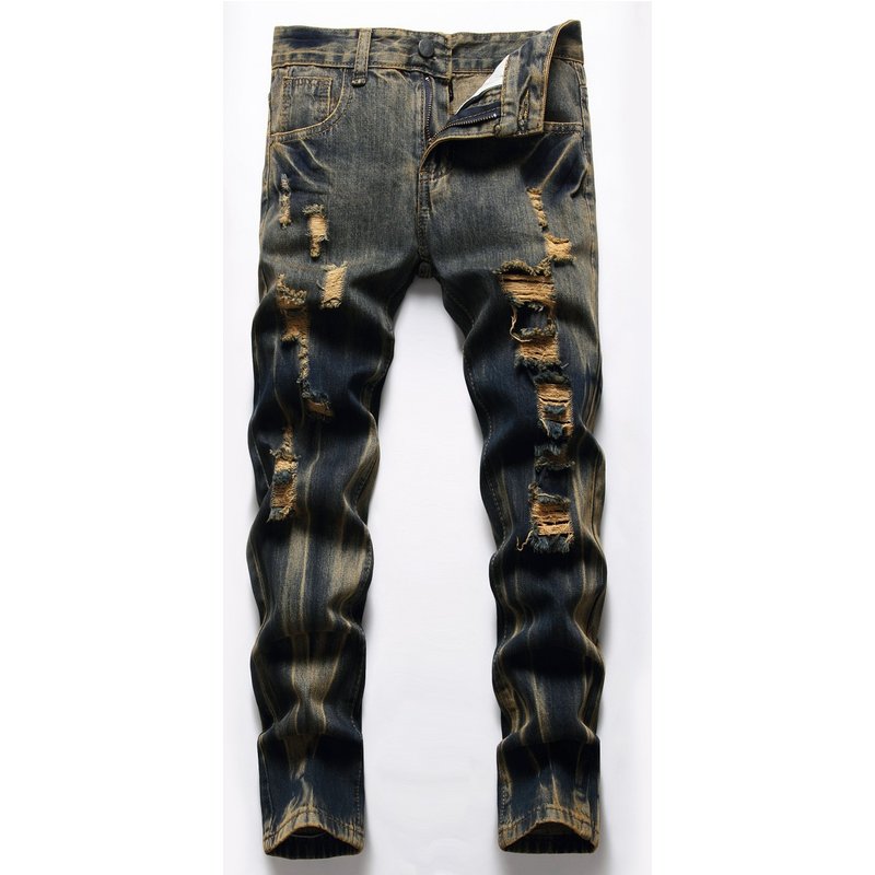 Mother & Kids Boys Children's Clothing Multi Process Washed Straight Tube Hole Spot Jeans