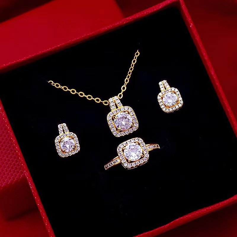 Women's Accessories Temperament Jewelry Set Diamond Double Necklace Set