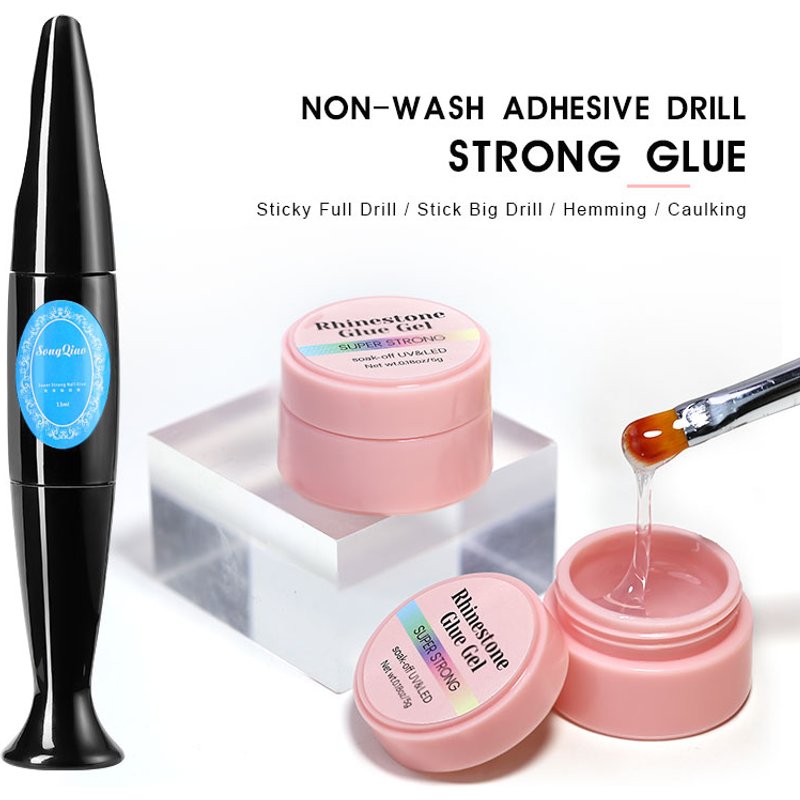 Arte Clavo Strong Glue Nail Art Gel Rhinestones Decorations No Wipe Jewelry For Rhinestone Crystal DIY Manicure Nail Art Tools