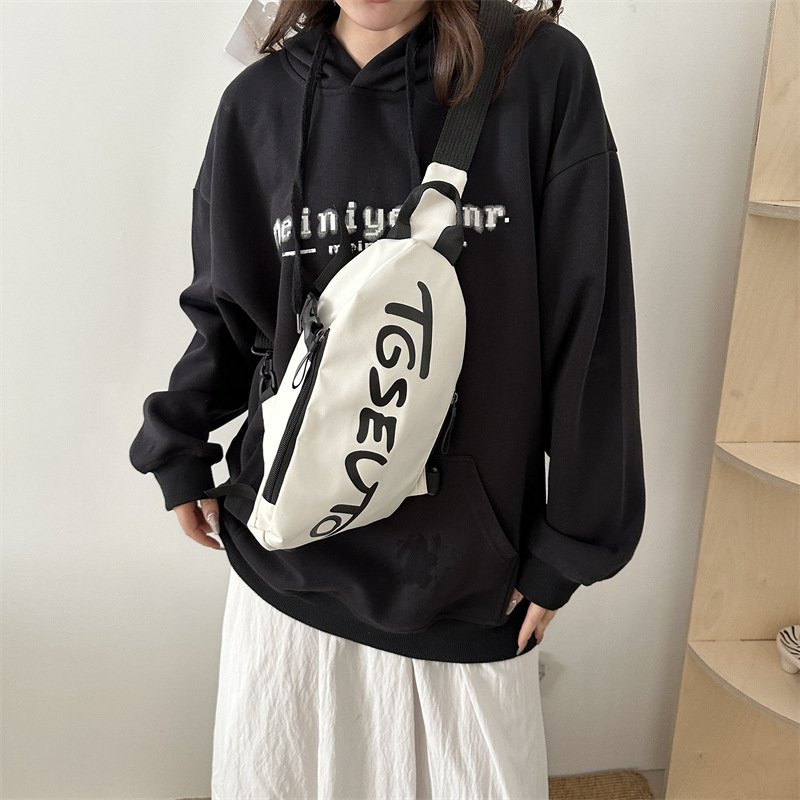 Fashionable Chest Bag with Men's and Women's Letter Printed Multifunctional Shoulder Bag Japanese Diagonal Cross Bag Street Trend Casual Bag