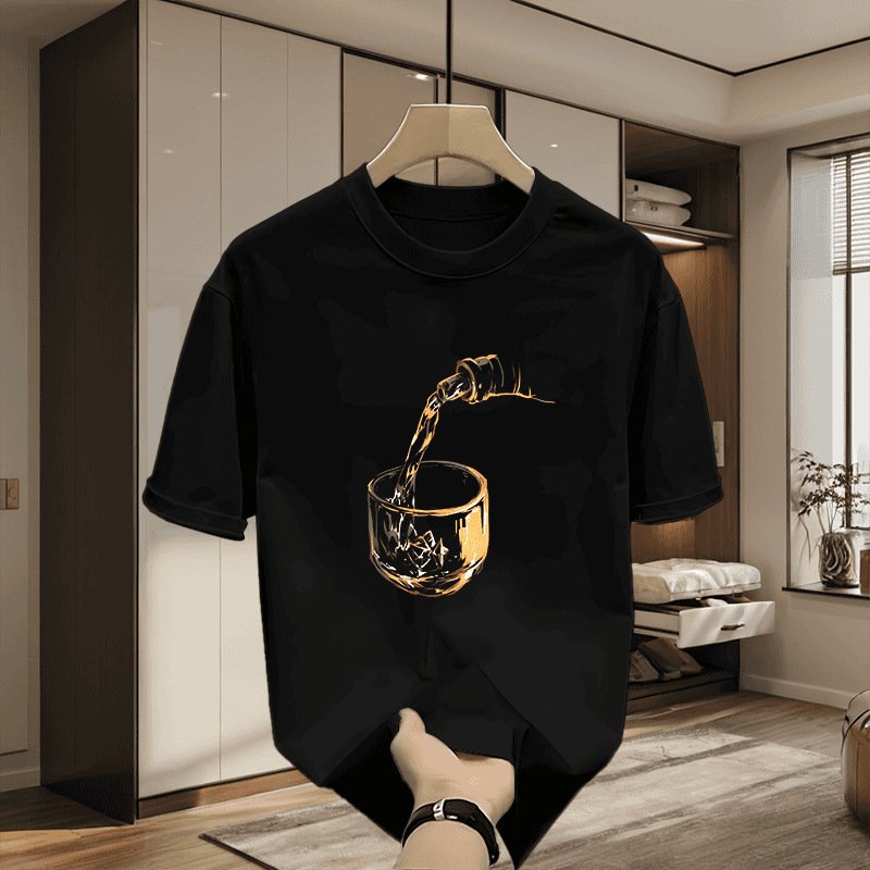 Men's Clothing High-end men's short-sleeved T-shirt summer new fashion brand simple printed cotton crew neck T-shirt