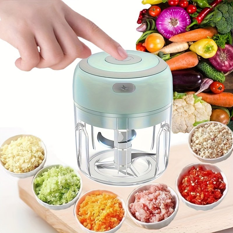 RZSYZH 8.45oz Electric Food Processor Auto Chopping Stainless Steel Blades Multi Color Kitchen Gadget For Smoothies Dough Kneading Compact Design