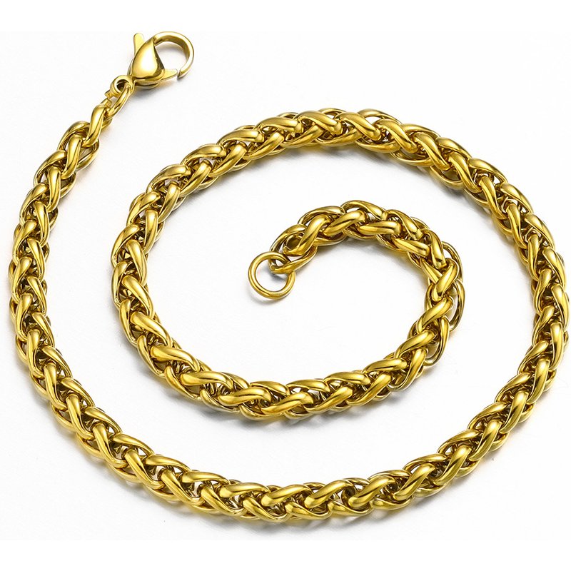 Men's necklace hip hop keel chain vacuum plating titanium steel jewelry flower basket chain stainless steel chain