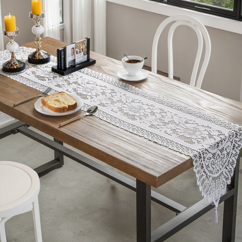Warp Knitted Lace Tassel Table Runner Home Decoration Dining Table Table Cloth Table Runner Decoration