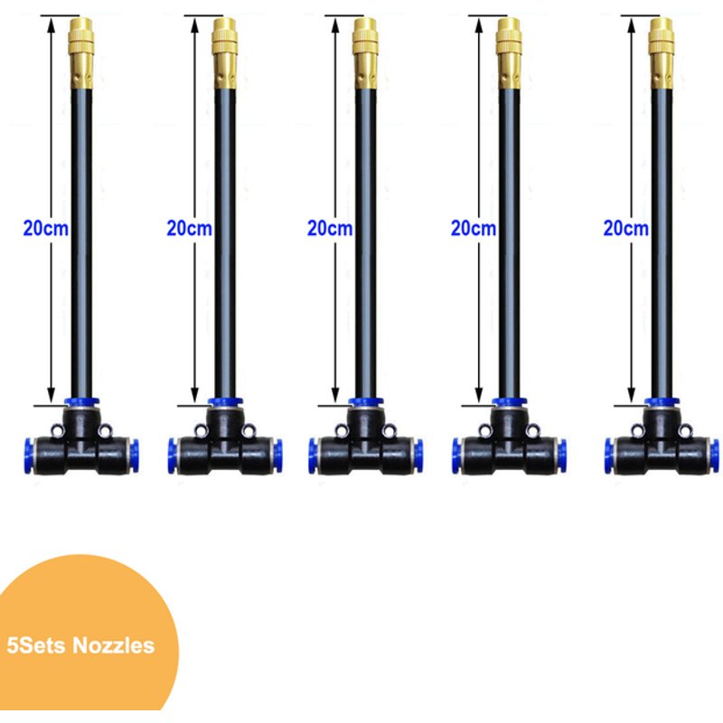 5/10pcs Adjustable Mist Sprinkler 360° Rotating Copper Sprayers 8mm Straight Push Lock Joint Garden Humidification Watering