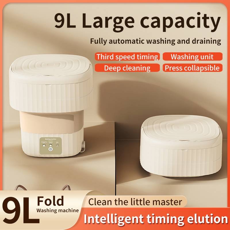 Folding Washing Machine 9L Large Capacity Household Portable Underwear & Panties Dehydrator Eluting All-in-One Mini Washing Machine