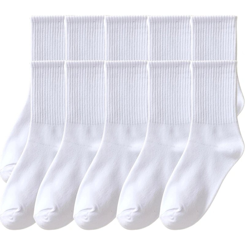 10 pairs of socks women's mid-autumn and winter high socks pure color couple high-top socks men's long socks