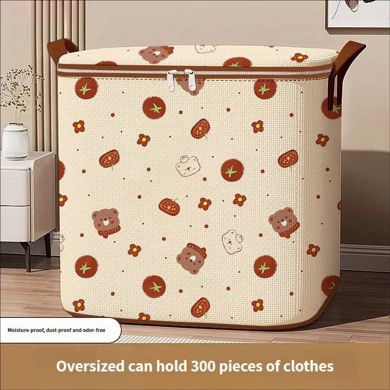 Tomato Bear Storage Bags – Extra Large 80L/140L/180L Foldable Fabric Organizers For Clothes, Blankets & Seasonal Items