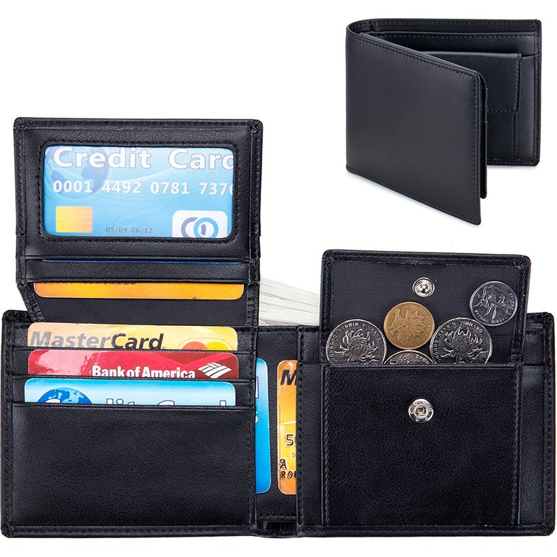 Leather Men's Money Clip Short Three Fold Wallet Rfid Anti-theft Wallet