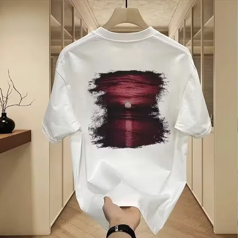Men's Clothing Brand Summer Vintage Thin Short-sleeved T-shirt Men's Fashionable Casual Loose Round Neck Simple Half-sleeved Top