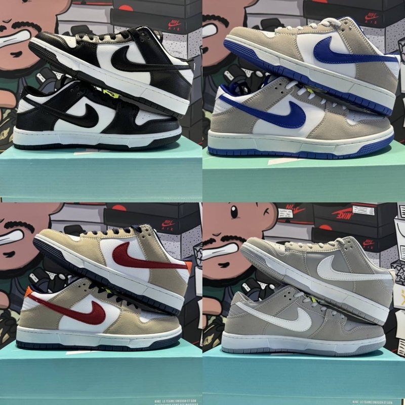 Adult Mens Womens Fashion DunkSB Low Pro Panda Black&White/Arctic Fox Grey Color Sneakers Sports Shoes Skateboarding Shoes