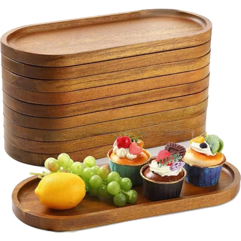Tableware Solid Wood Round Dessert Plate Japanese-style Wooden Tray Snack Plate Dried Fruit Plate Wooden Plate