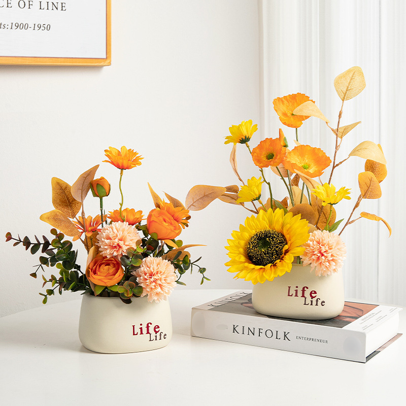 Flower Artificial Flower Decoration Plastic Flower Plant Living Room Desktop Decoration Flower Small Ornaments Green Plant Potted Plant