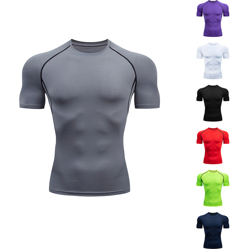 Men's Clothing Sizes Yoga Tights Abdominal Exercise Body Shaping Breathable Quick Drying Ball Training Colorful Short Sleeves