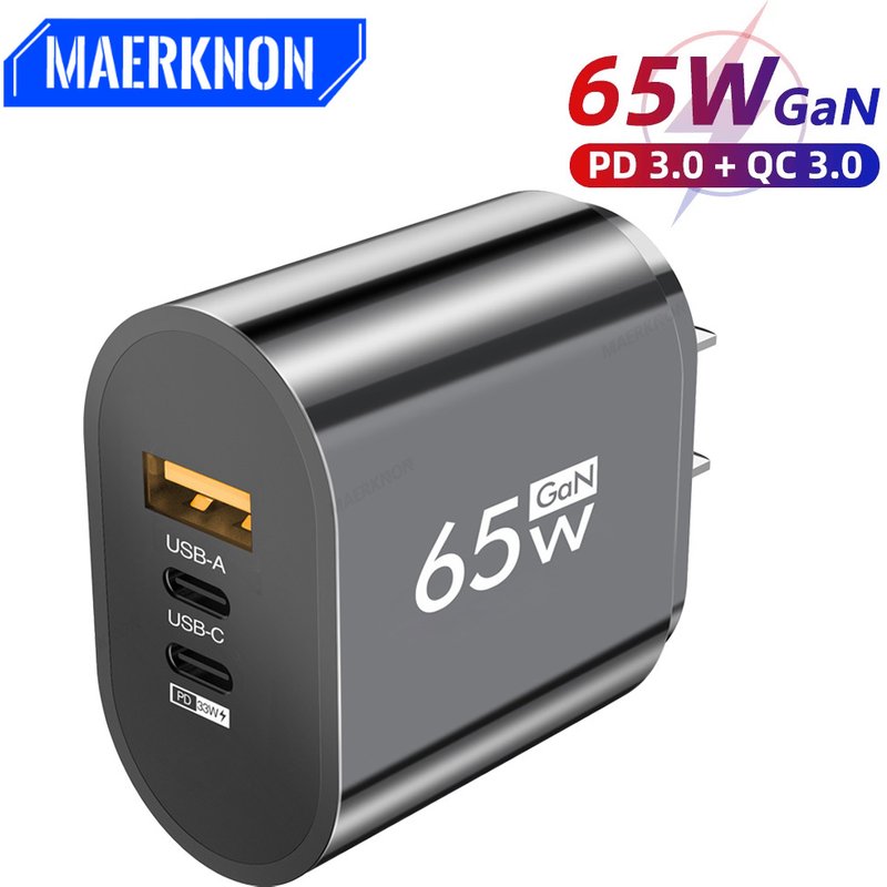 GaN 65W PD Charger USB Type C Charger Quick Charging QC3.0 PD3.0 Quick Charger for iPhone Samsung Xiaomi Wallharging Q3.0 3.0