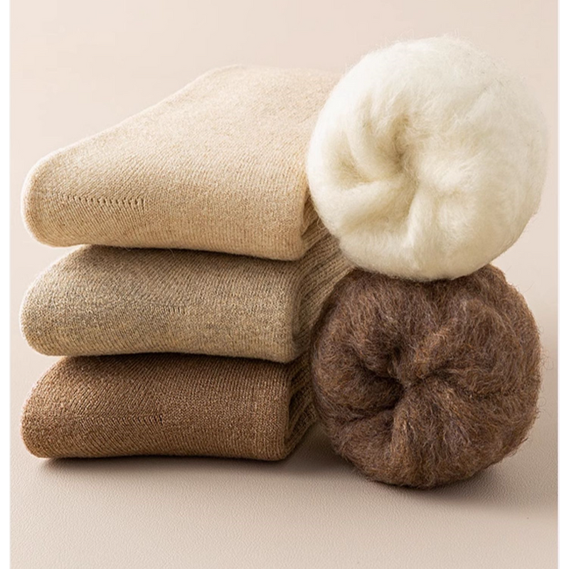 Autumn and winter women's warm socks men's cashmere socks extra thick fleece-lined socks winter warm wool socks stockings