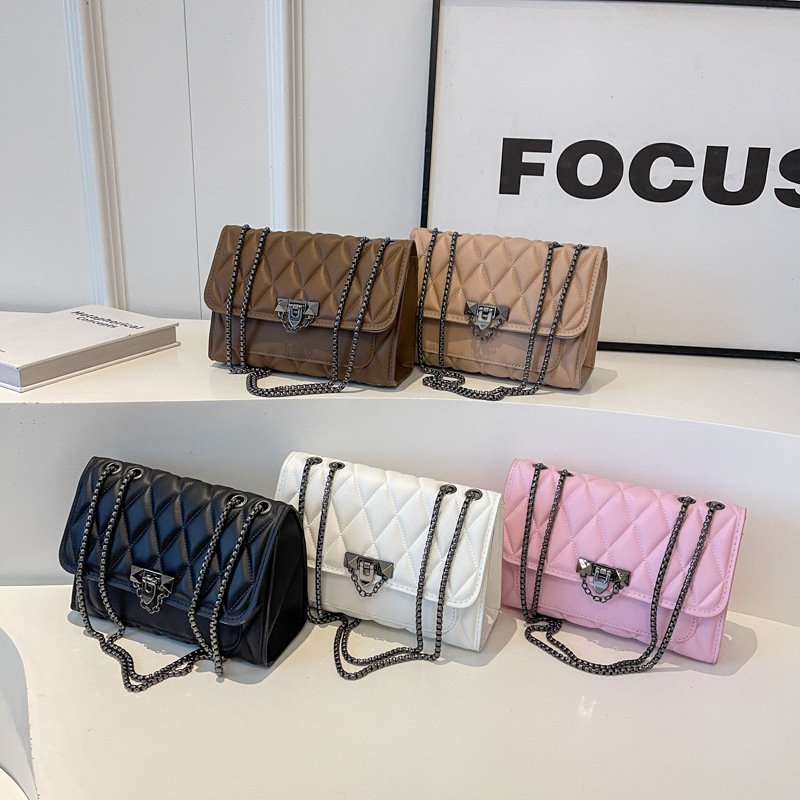 Popular solid color diamond embroidery thread retro chain messenger bag shoulder small square women's bag