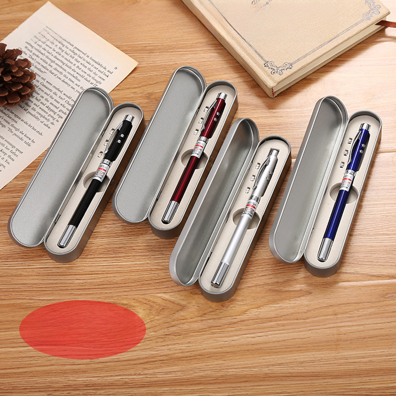 Factory Direct four-in-one Multi-function laser pointer pen type red laser infrared retractable pointer pen ballpoint pen