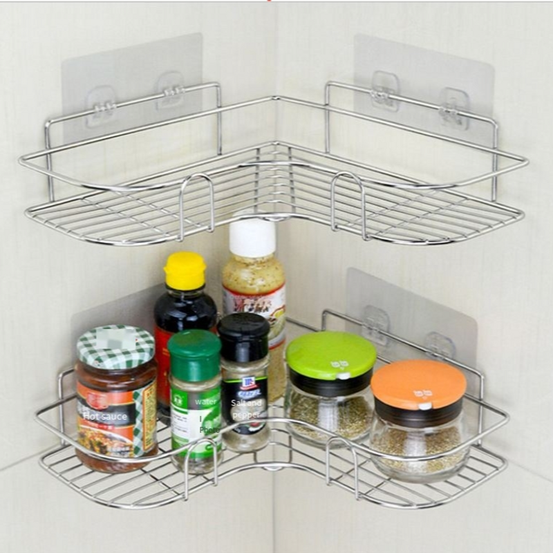 Bathroom Kitchen Corner Rack Corner Tripod Iron Punch-free Toilet Waterproof Stainless Steel Storage Rack