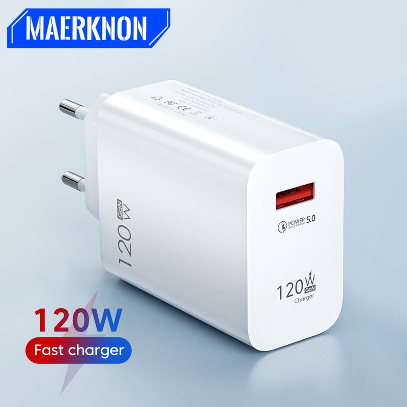 Fast 120W Charging QC3.0 for Samsung iPhone Xiaomi Hongmi Note 11Pro K50 POCO Wall Mount Phone Adapter USB Cha