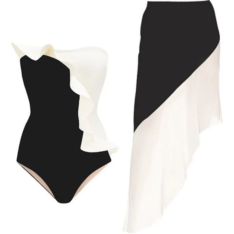 Women's Clothing Sexy Backless One Piece Swimsuit Female Tight Retro Mesh Skirt Swimsuit