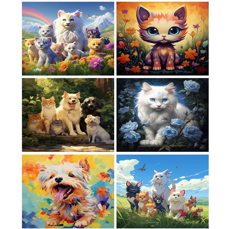 PhotoCustom 5d Diy Diamond Painting Cute Animals Full Round Diamond Embroidery Mosaic Home Decor