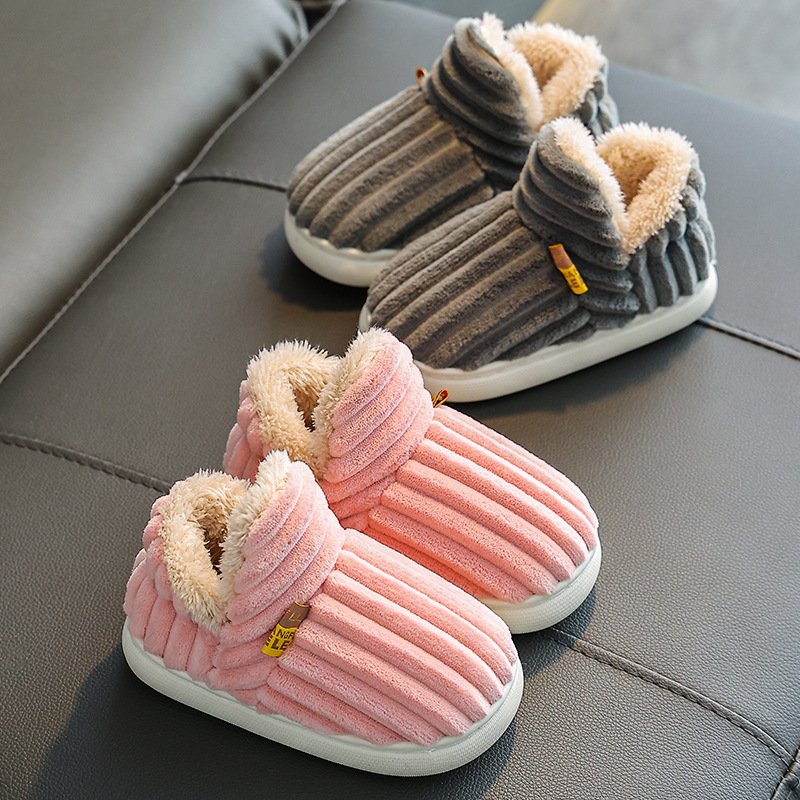 2024 Children's cotton slippers winter boys baby warm indoor home children female cotton shoes fur shoes