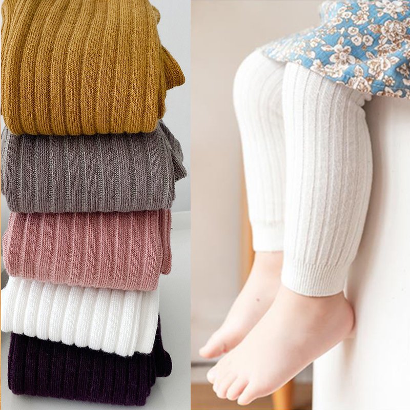 XUANMU Spring Autumn Baby Pants Newborn Girls Leggings Soild Color Cotton Ribbed Pants Kids Children Leggings 0-6 Years for Girls Boys XB011