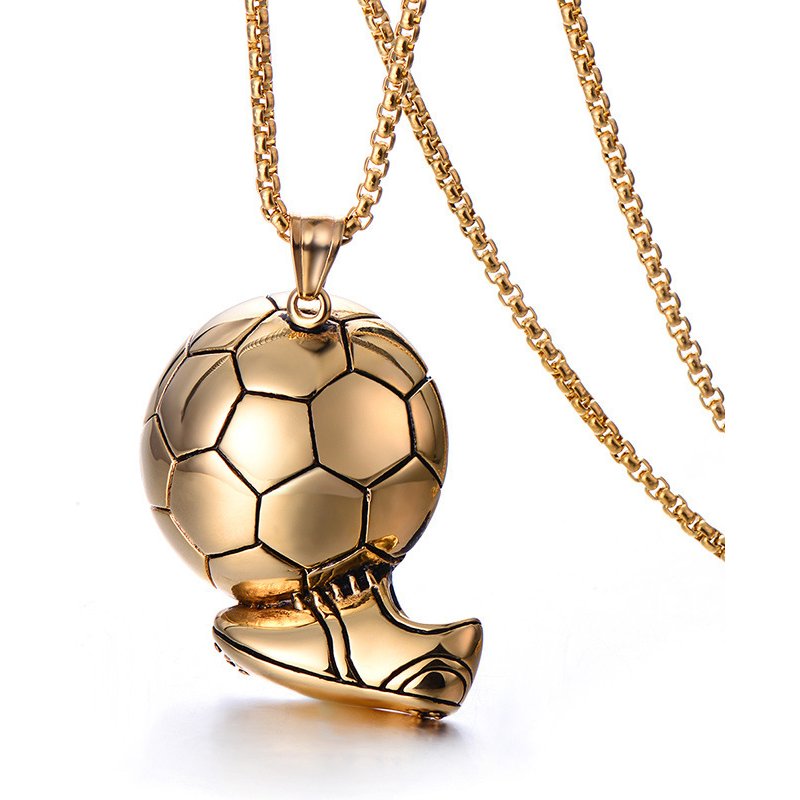 Fashion Soccer Shoe Sneaker Pendant Necklace Football Stainless Steel Chain Necklaces for Men Hip Hop Sports Charm Jewelry