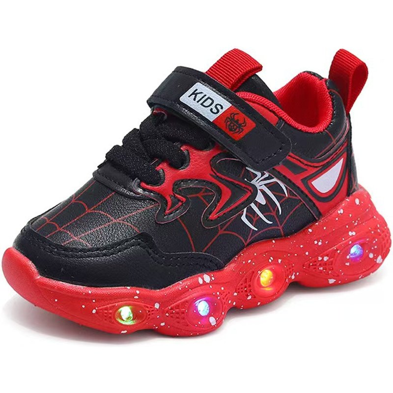 Kids' LED Light Up Sneakers - Glow In Dark Sports Shoes For Boys & Girls, Black Red/Black Blue