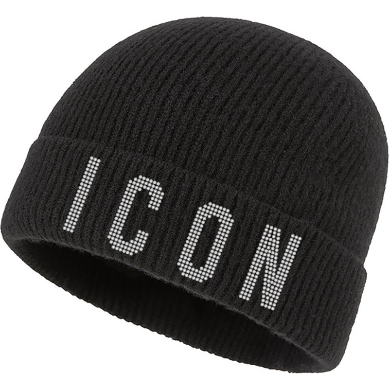 Autumn knitted warm woolen ICON men's and women's cold hats, ear protectors, winter melon skin hat trend