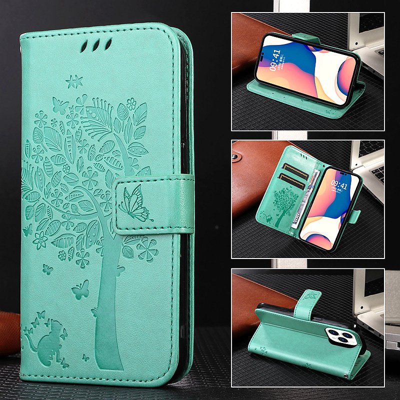 Embossed Cat Wallet Case for OPPO A52 A53S A54S A54 A55 A72 A73 A74 A93 A94 A95 A96 PU Leather Flip Cover For Reno 4 lit