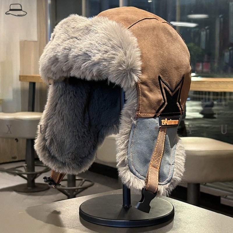 Autumn Winter Outdoor Cold Warm Fleece Lined Thickened Soft Top Windproof Cycling Ear Protection Hat