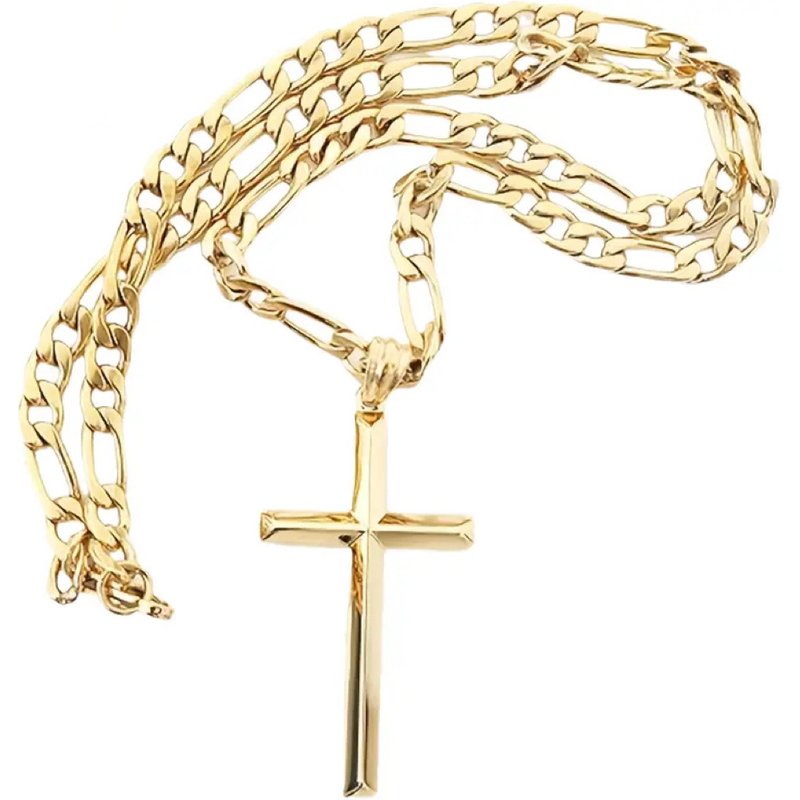 Men's Brand Stainless Cross Pendant Simple Hip-Hop Long Trendy Titanium Steel Necklace