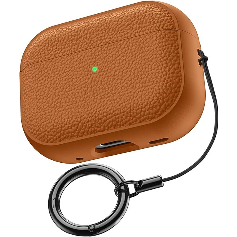 AirPods Pro Luxury Lychee Leather Business Earphone Case With Hook Strap Headphone Cover For IPhone Air Pods 4 3 2 1