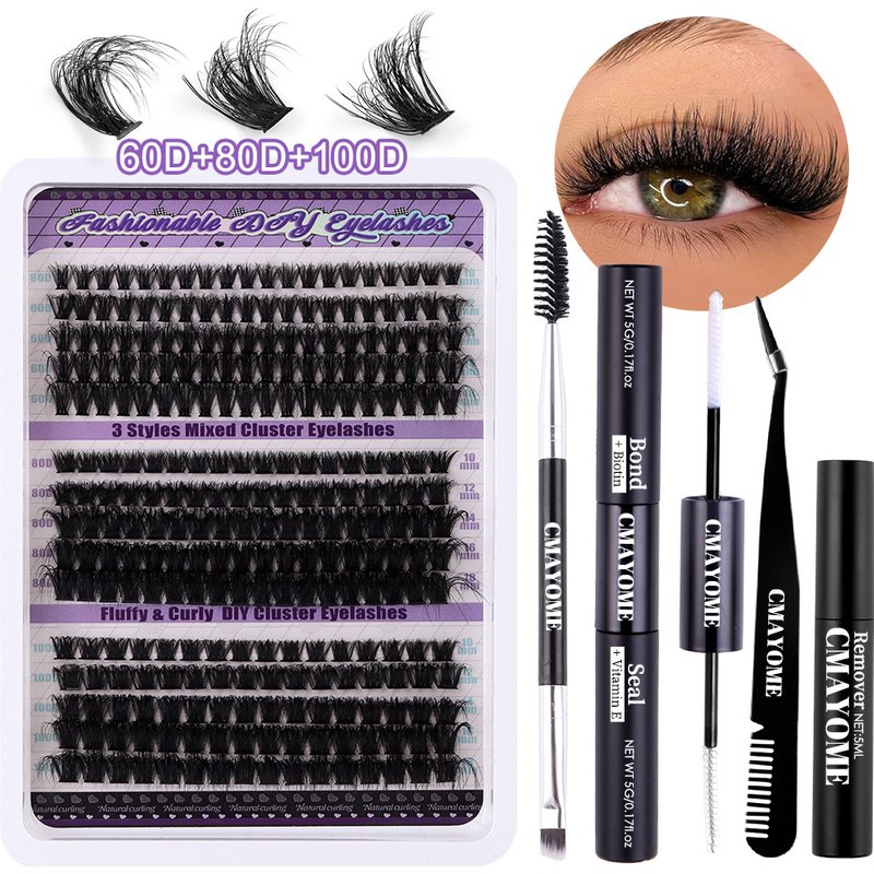 European and American cross border 300 clusters of large capacity dense D curved false eyelashes set naturally curled DIY segmented eyelashes