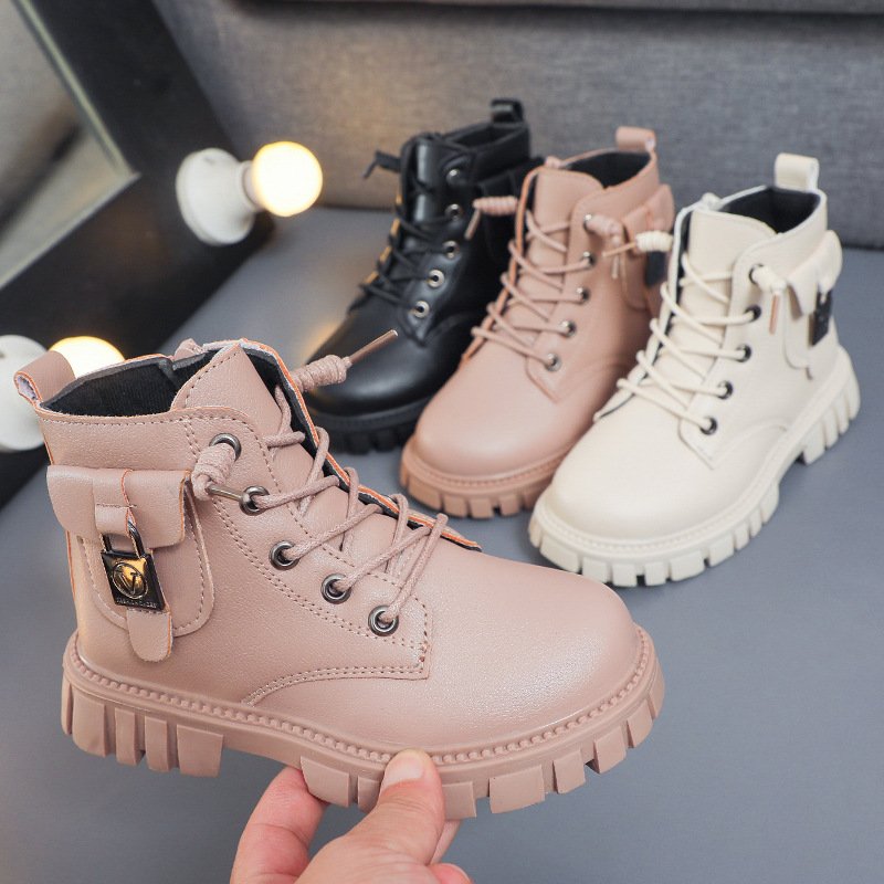 Kid's Clothing Girls fashion short boots new winter boys all match Martin boots children's simple schoolbags two cotton boots