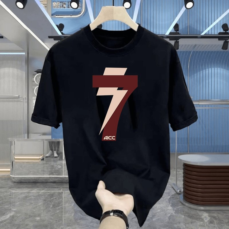 European Station High-end Heavy Men's Short-sleeved Top Breathable Trendy Brand Soft All-match T-shirt Light Luxury Fashionable Short-sleeved Round Ne