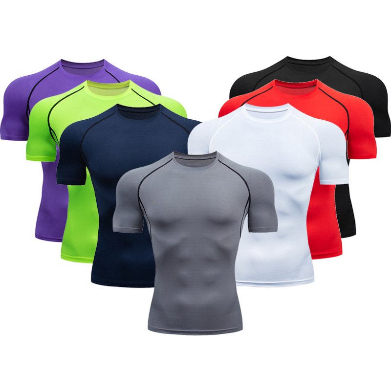 Men's Clothing T Shirts Thin High Elastic Breathable Quick Drying Clothes Basketball Bottoming Clothes Track And Field Training Fitness Tops