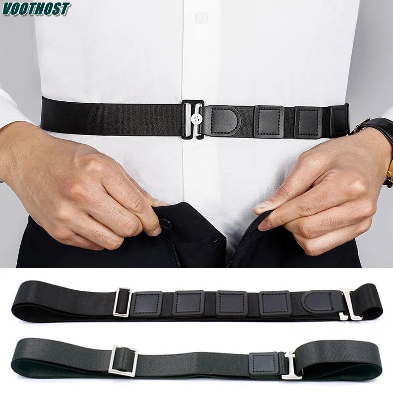 VOOTHOST Black Stay for Men Women Keep Tucked In Adjustable Elastic Non-slip Wrinkle-Proof Shirt Holder Strap Lock BeltVA037