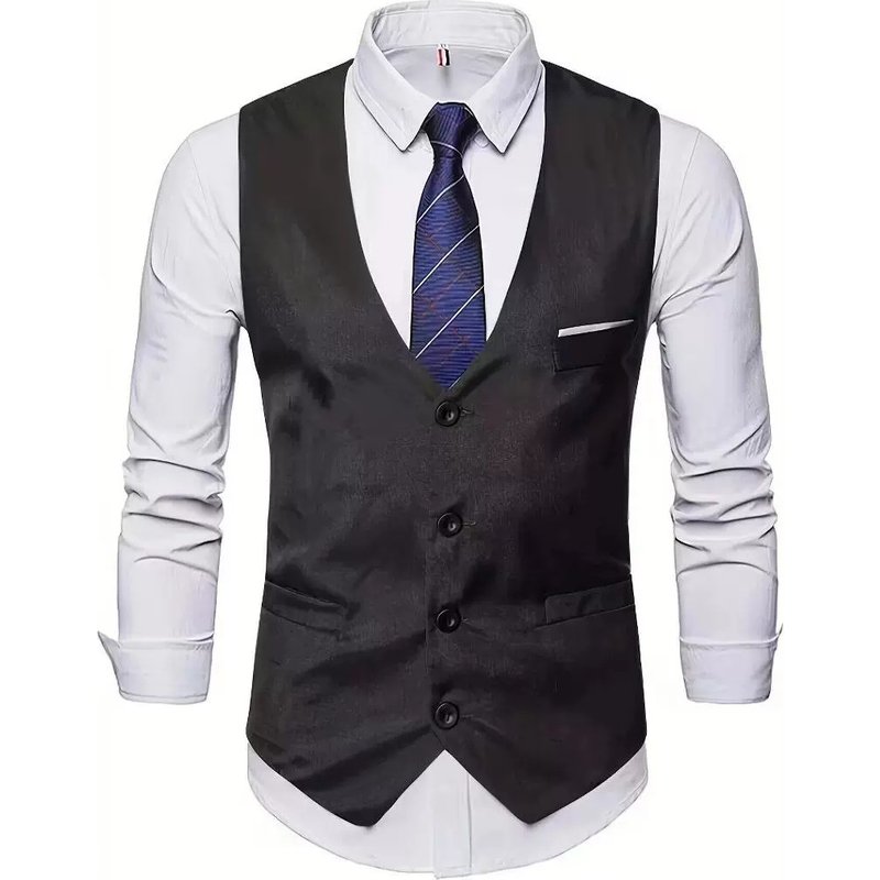 Men's Clothing New Spring And Autumn Casual Men's Wear Solid Color Free Ironing Fashionable Urban Work Men's Suit Vest