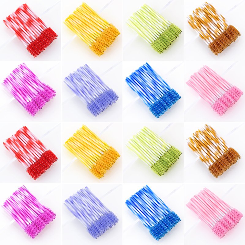 50pcs Gradient color Disposable Mascara Wand Brush Eyelash Tool Eyelash Extension Mascara Brushes Beauty Makeup Tools
